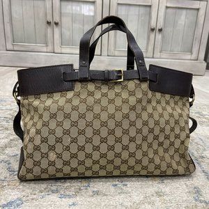 GUCCI BROWN GG MONOGRAM LARGE BAG